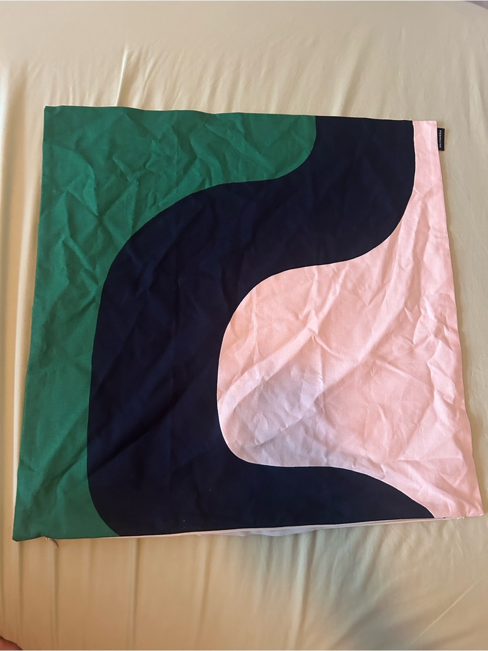 Marimekko Navy & Light Pink Colorblock Pillow Cover